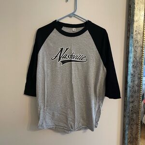 Gray and Black Nashville Raglan Tee